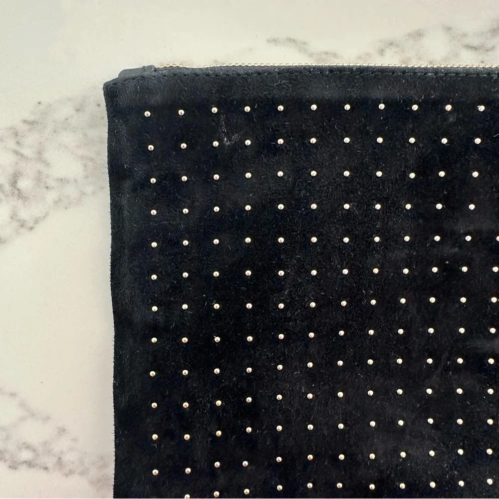 Clare V Studded Clutch Suede Pouch in Black with Gold - Picture 5 of 8